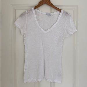 James Perse white relaxed casual v-neck t-shirt